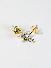 Diamond Bar Studs Gold