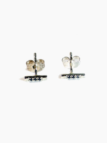 Diamond Bar Studs Silver