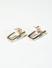 Diamond Link Earrings Gold