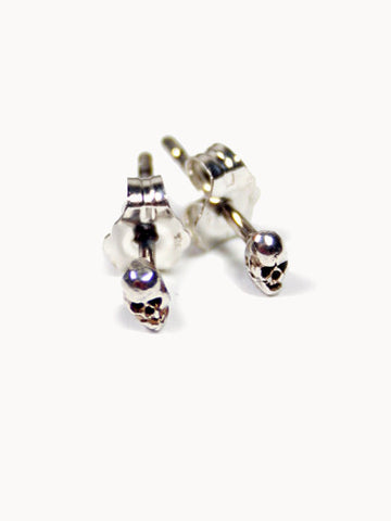 Tiny Skull Studs Silver