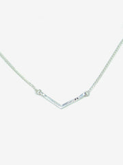 Diamond V Necklace Silver